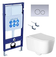 Aquatek Унитаз подвесной Лугано AQ2002-00 в комплекте с инсталляцией Standard INS-0000012 с клавишей смыва KDI-0000019 хром матовый и крепления KKI-0000002